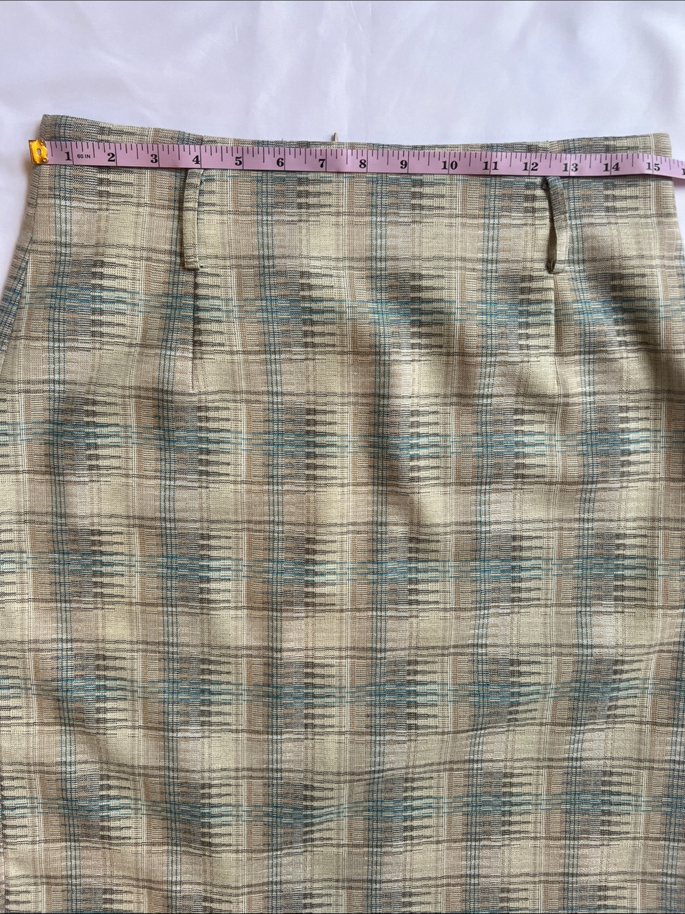 Antonio Melani Sz 6 Beige/Blue Pencil Skirt Career Work Business Academia Preppy - Picture 3 of 9